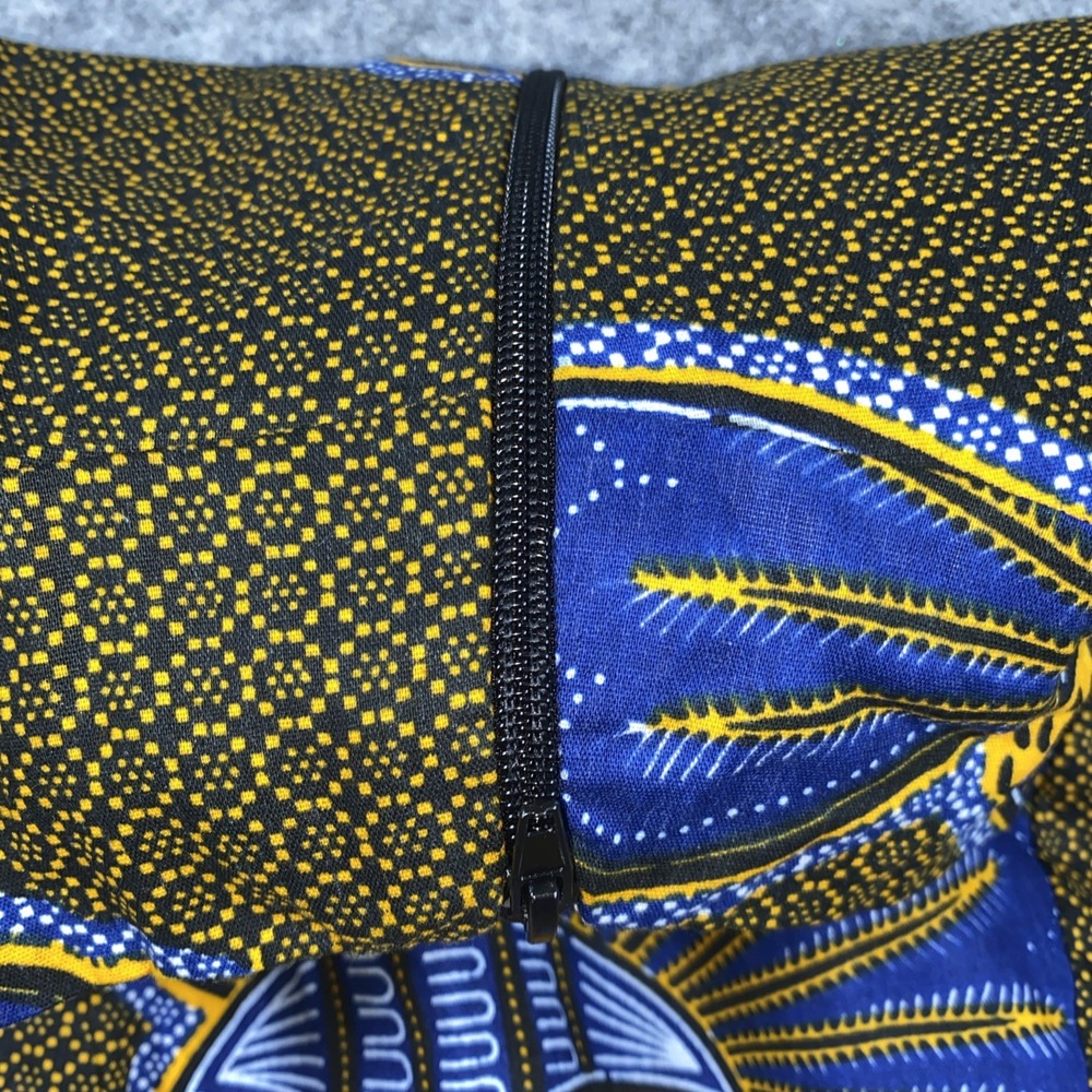 Ray Darten Gown Women's L Navy Blue & Yellow Seashell Ayoade African‎ High Low - Picture 16 of 16